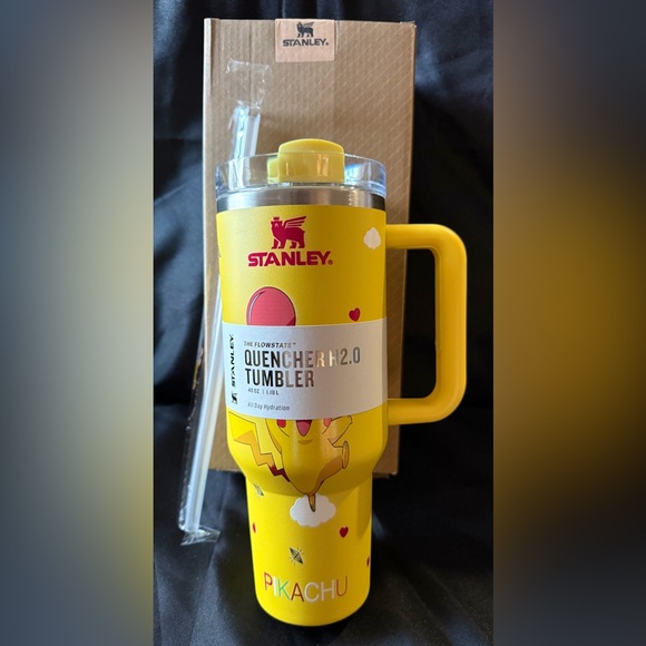New 40oz Stanley Yellow Quencher H2.0 Tumbler Featuring Pikachu with Straw - Picture 1 of 9